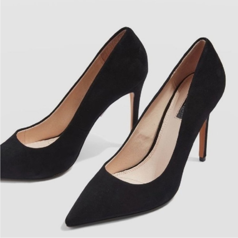Topshop Suede Pointy Pumps Heel